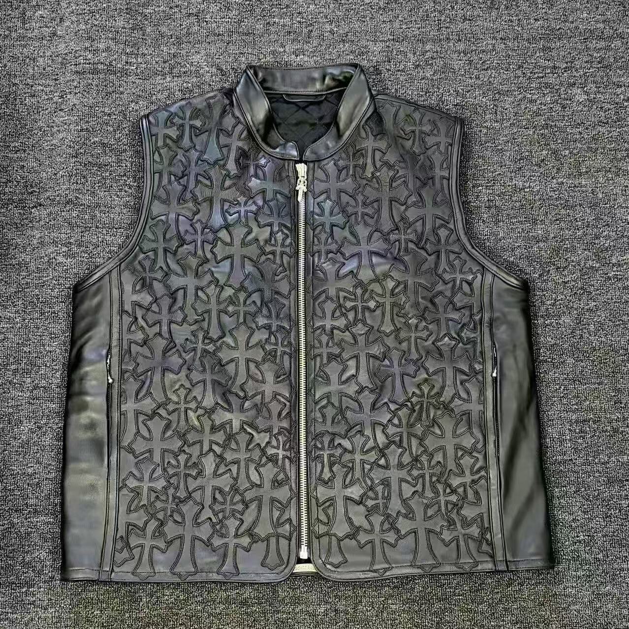 Chrome Hearts Leather Cross Patch Vest