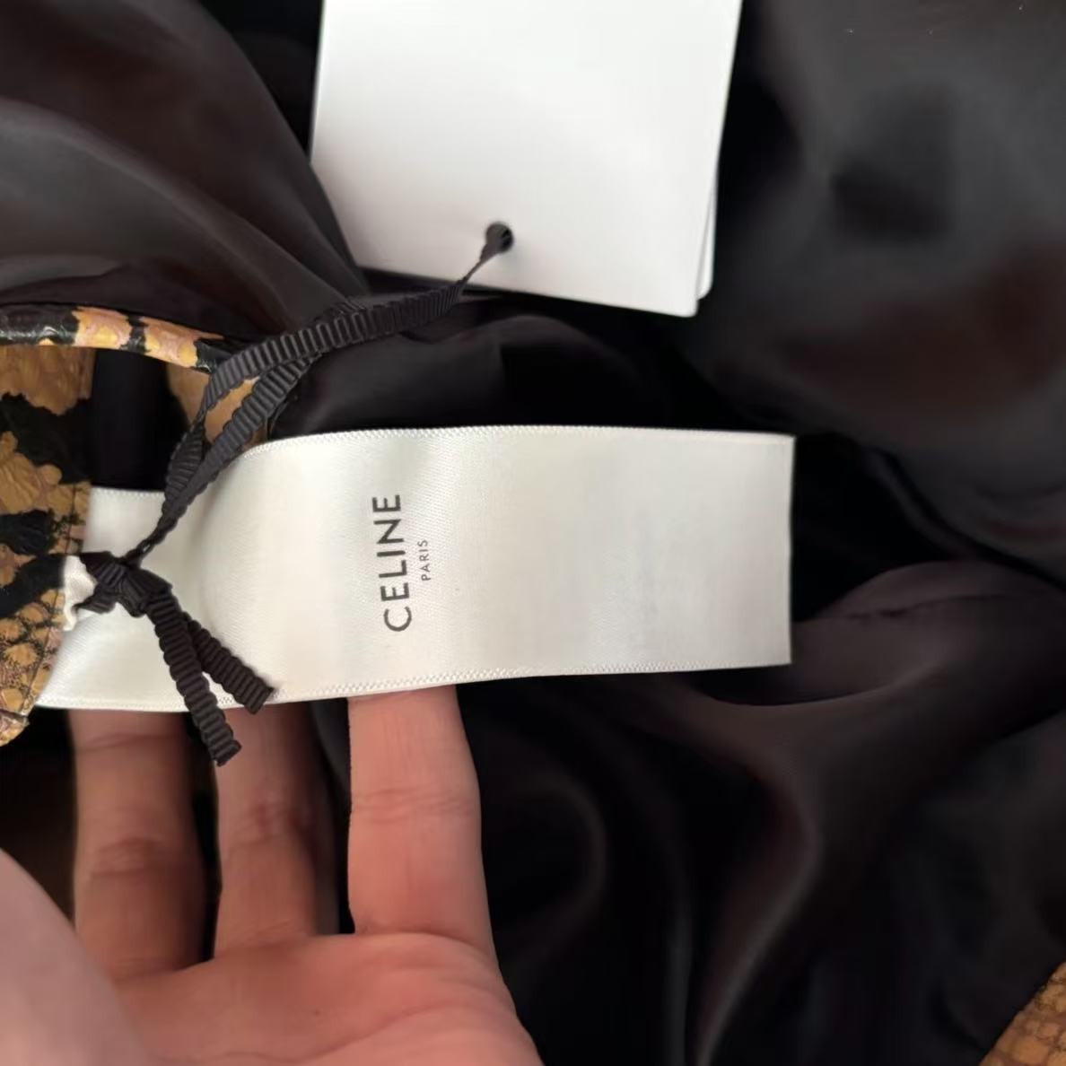 Celine 20SS Runway Python Embossed Bomber Leather Jacket