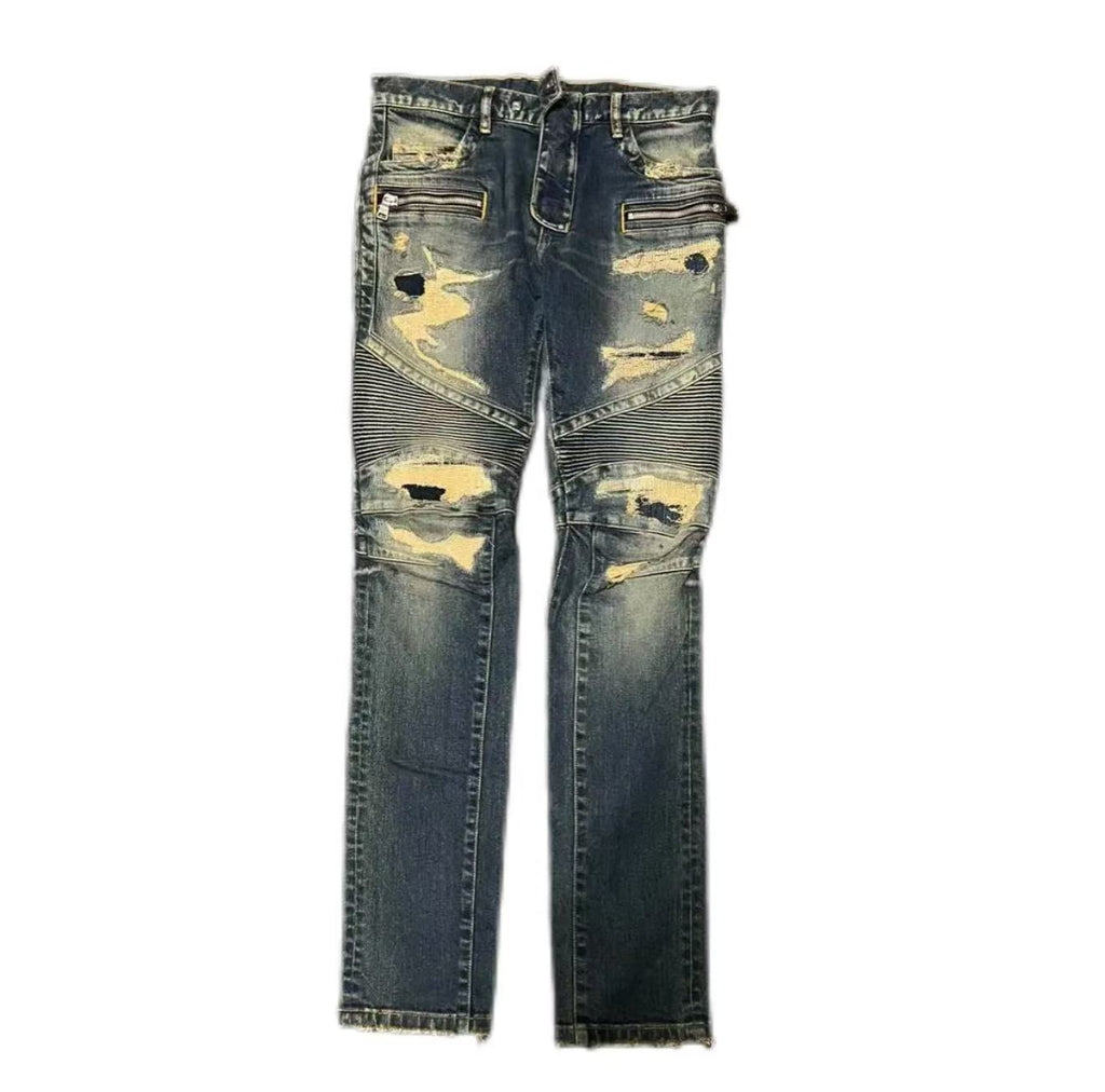 Balmain 13FW Destroyed Biker Jeans