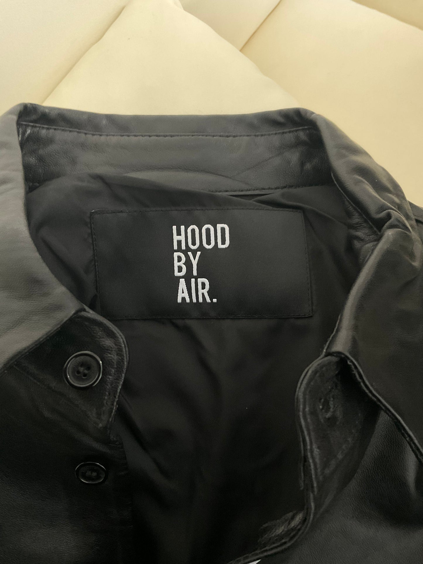 Hood by air compass leather shirt