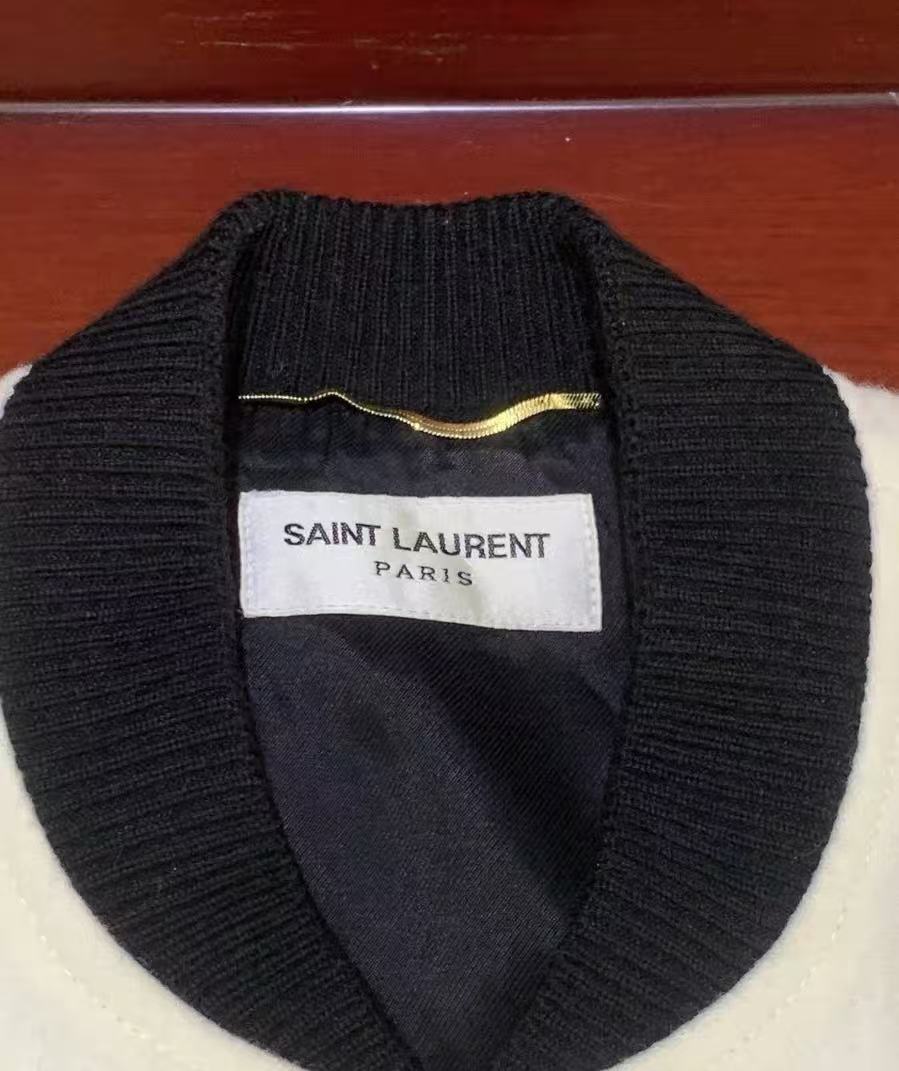 Saint Laurent Heaven Teddy Varsity Jacket