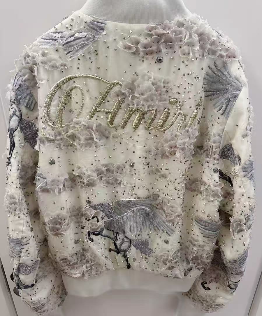 Amiri 23SS Pegasus Embellished Shrunken Bomber Jacket