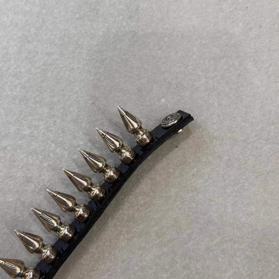 Chrome Hearts Punk Series Spike Leather Bracelet