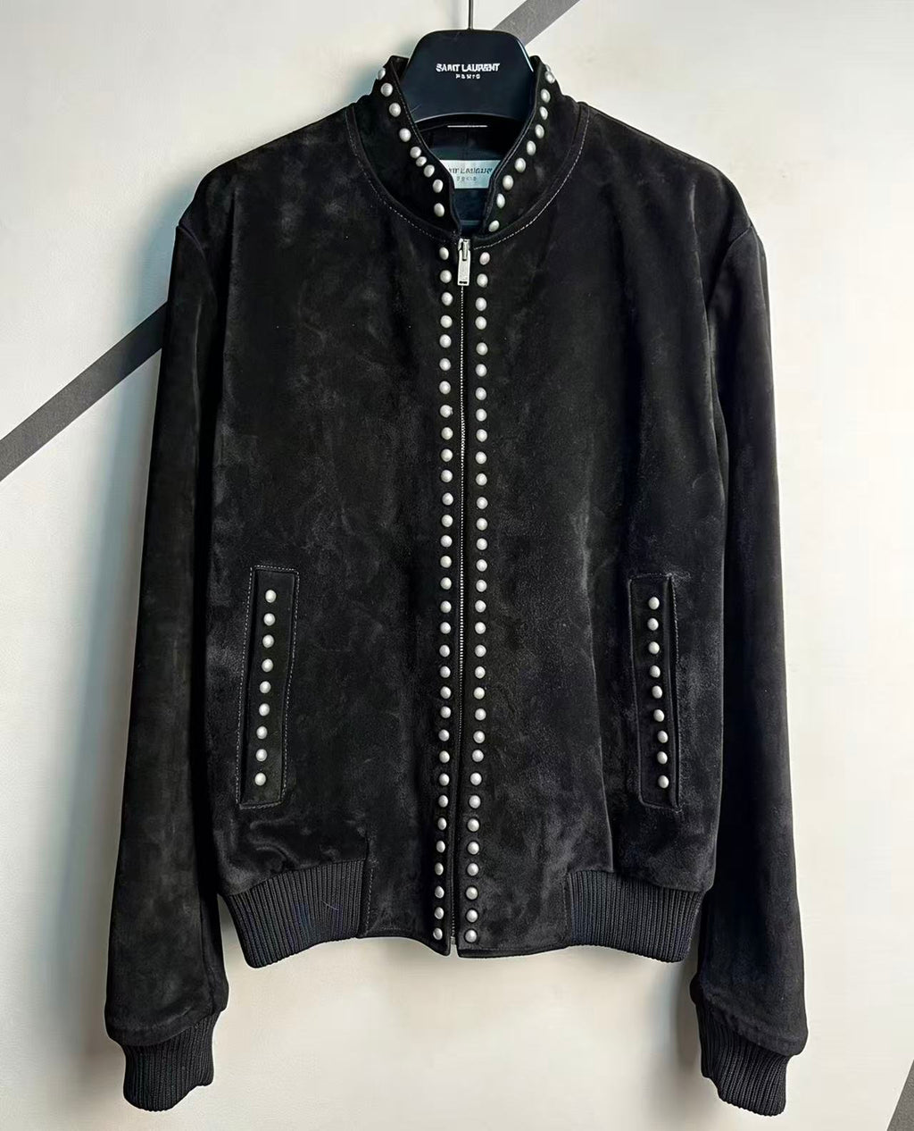 Saint Laurent Studded High Neck Bomber Jacket