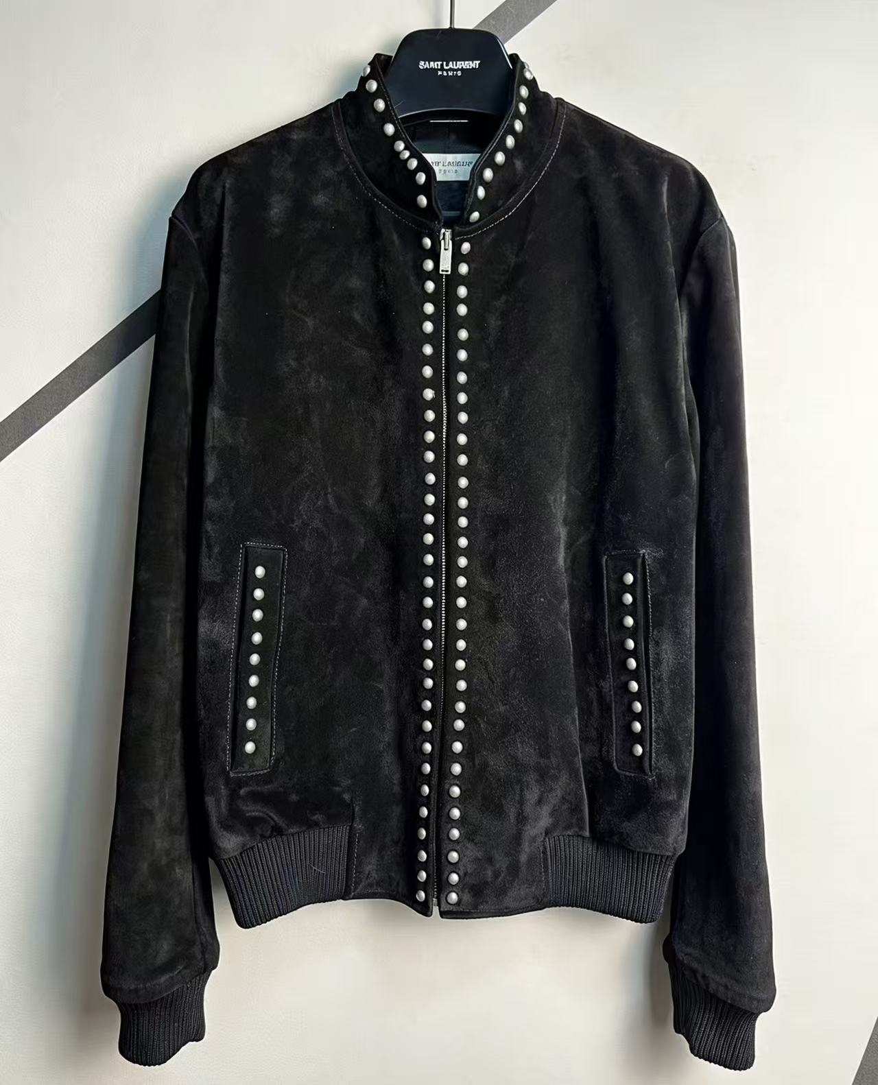 Saint Laurent Studded High Neck Bomber Jacket