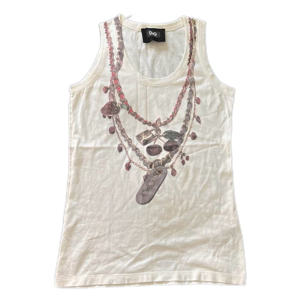 Dolce&Gabbana 02SS Trompe-l'œil Cherry Chain Print Tank Top