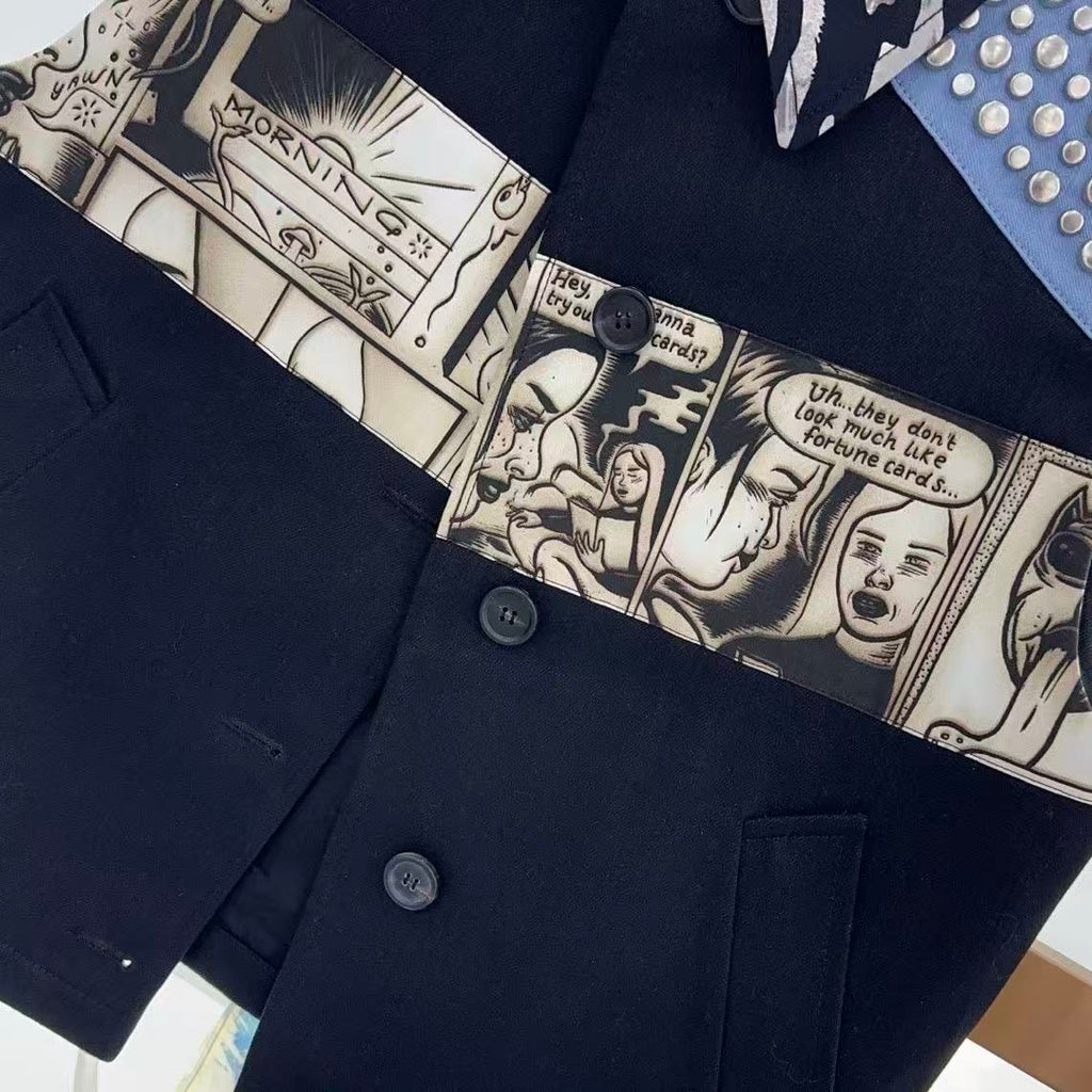 Prada 18SS James Jean Comic Print Studded Leather Vest