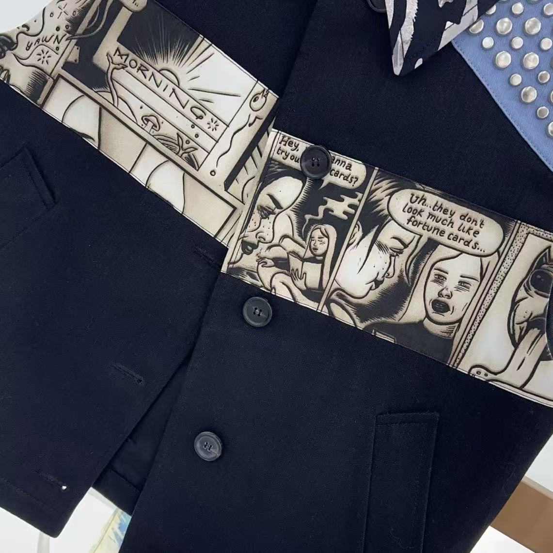 Prada 18SS James Jean Comic Print Studded Leather Vest