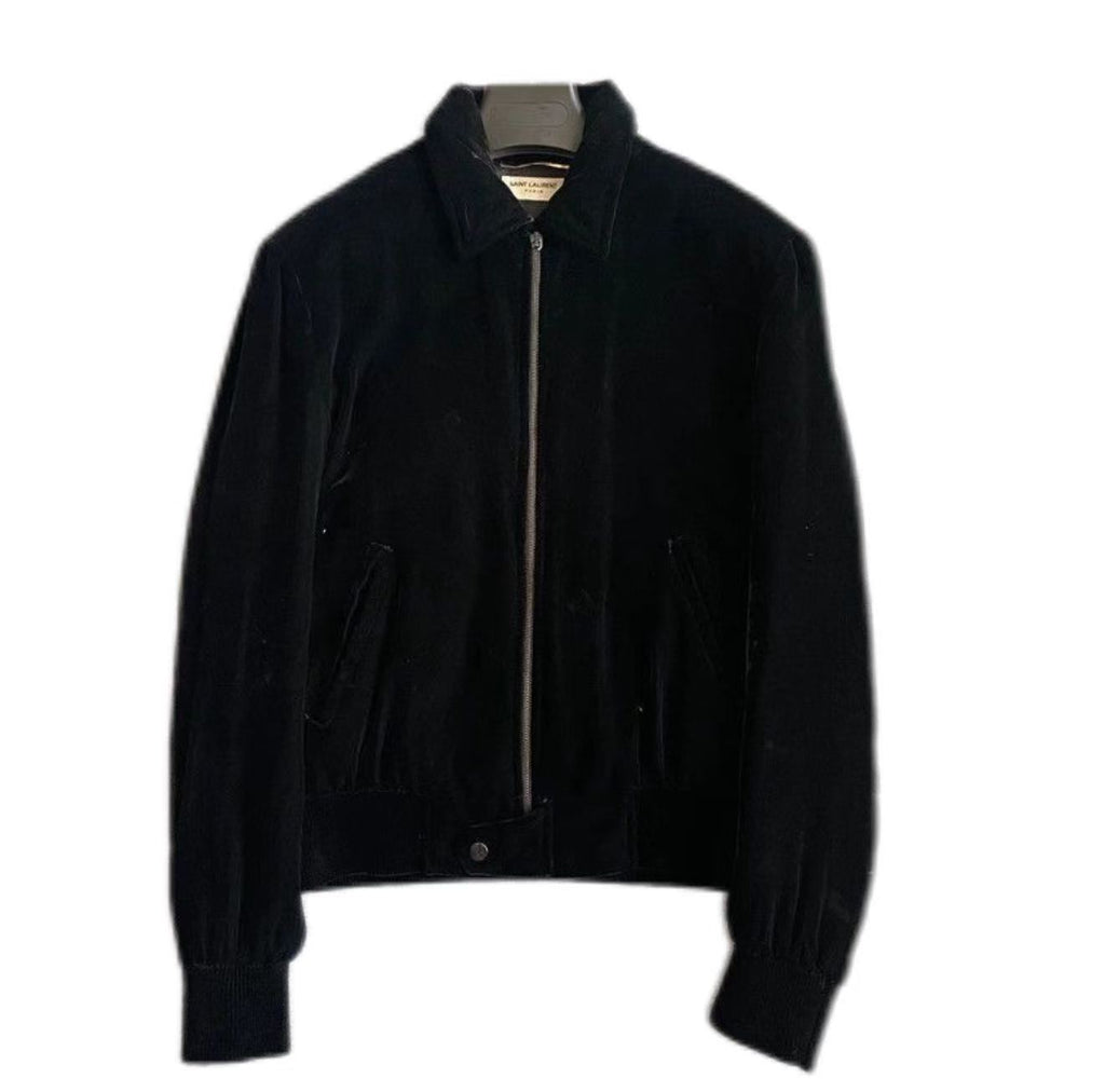 Saint Laurent 17FW Crystal Palm Tree Velvet Bomber Jacket