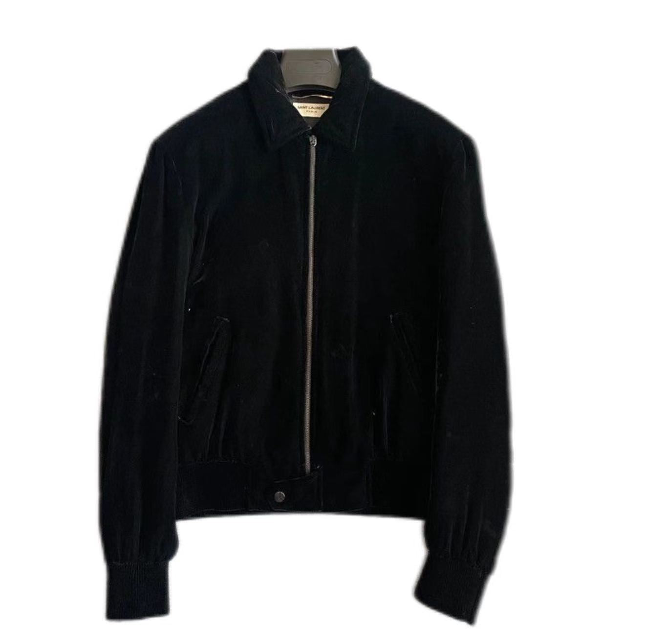 Saint Laurent 17FW Crystal Palm Tree Velvet Bomber Jacket
