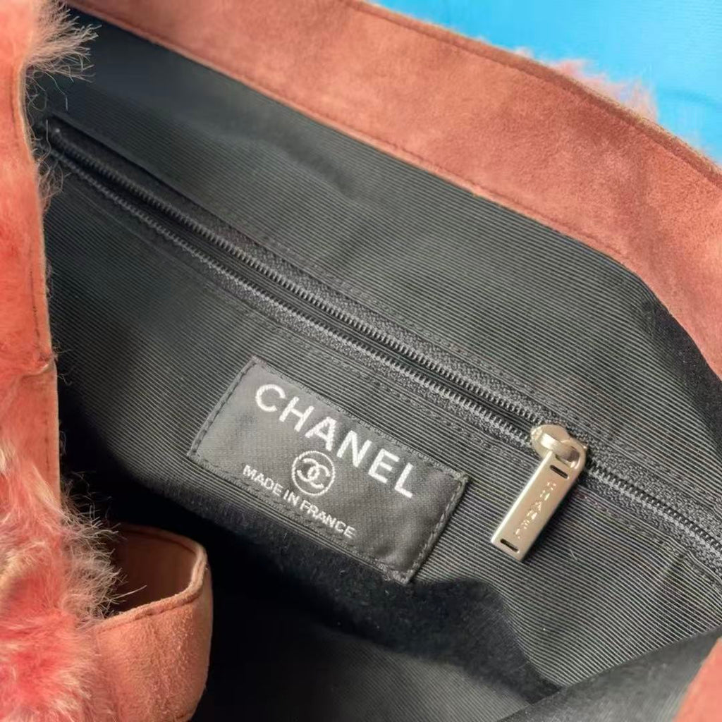 Chanel COCO Mark Fur Suede Hand Bag