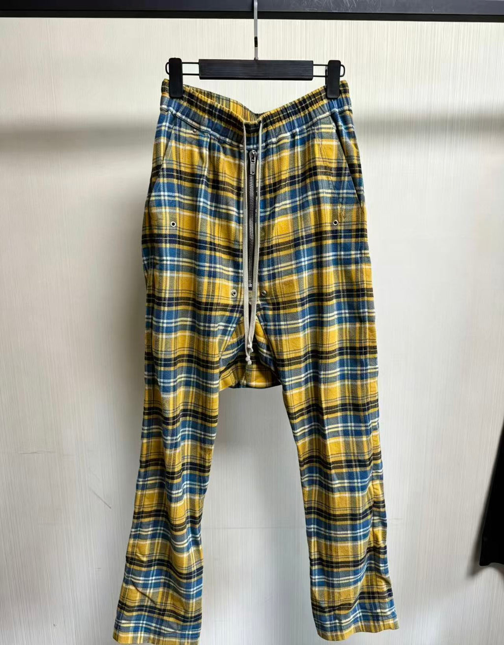 Rick Owens 21SS Phlegethon Check Drawstring Long Trousers