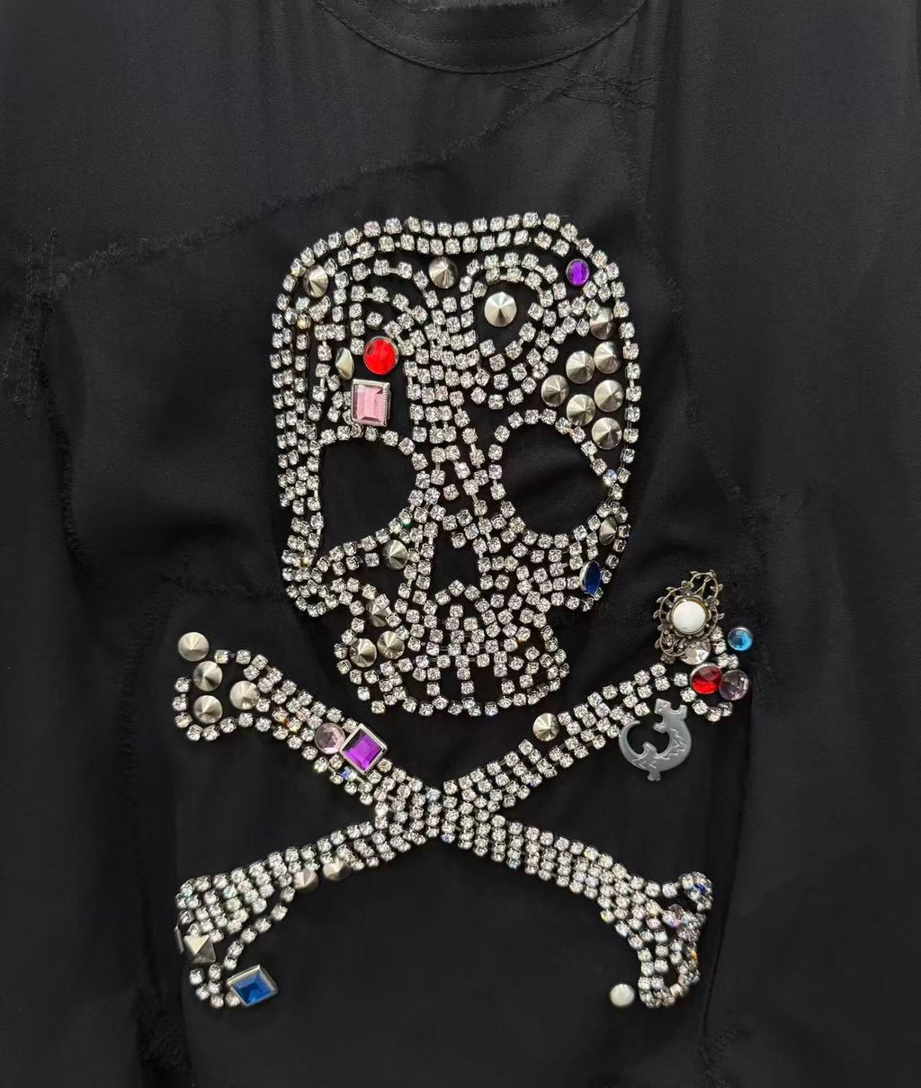 Junya Watanabe Comme des Garçons MAN AD2002 Jeweled Crossbones & Skull Long Sleeve Tee