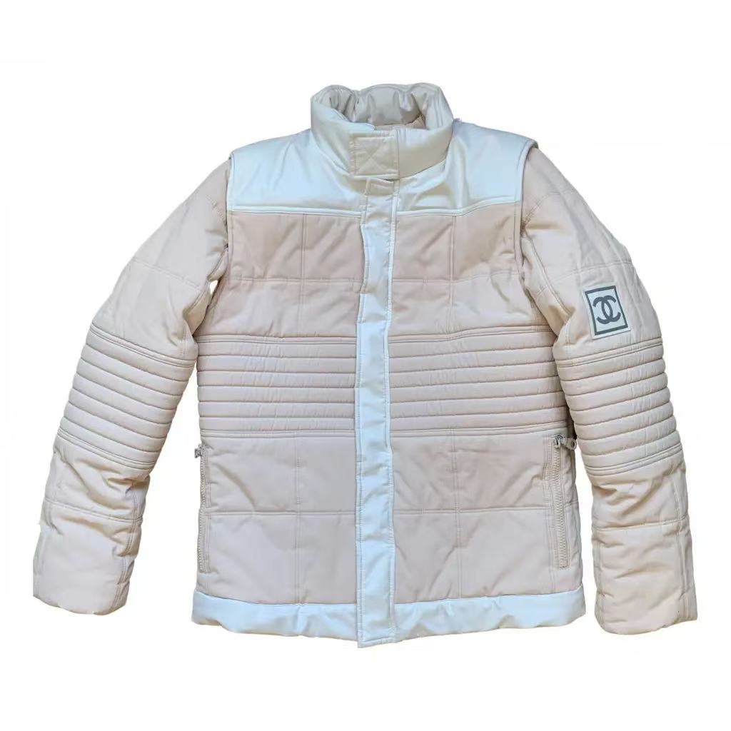 Chanel White Synthetic Quilted Ski Jacket