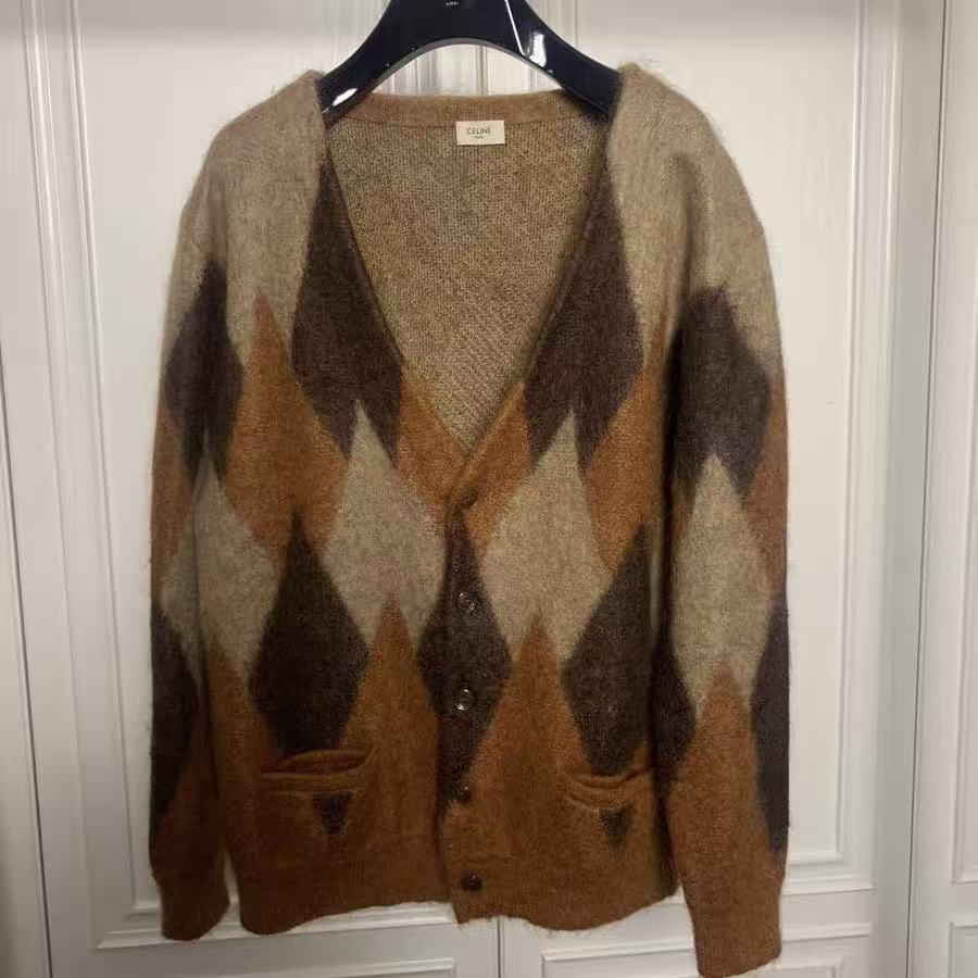 Celine 19FW Argyle Mohair Cardigan