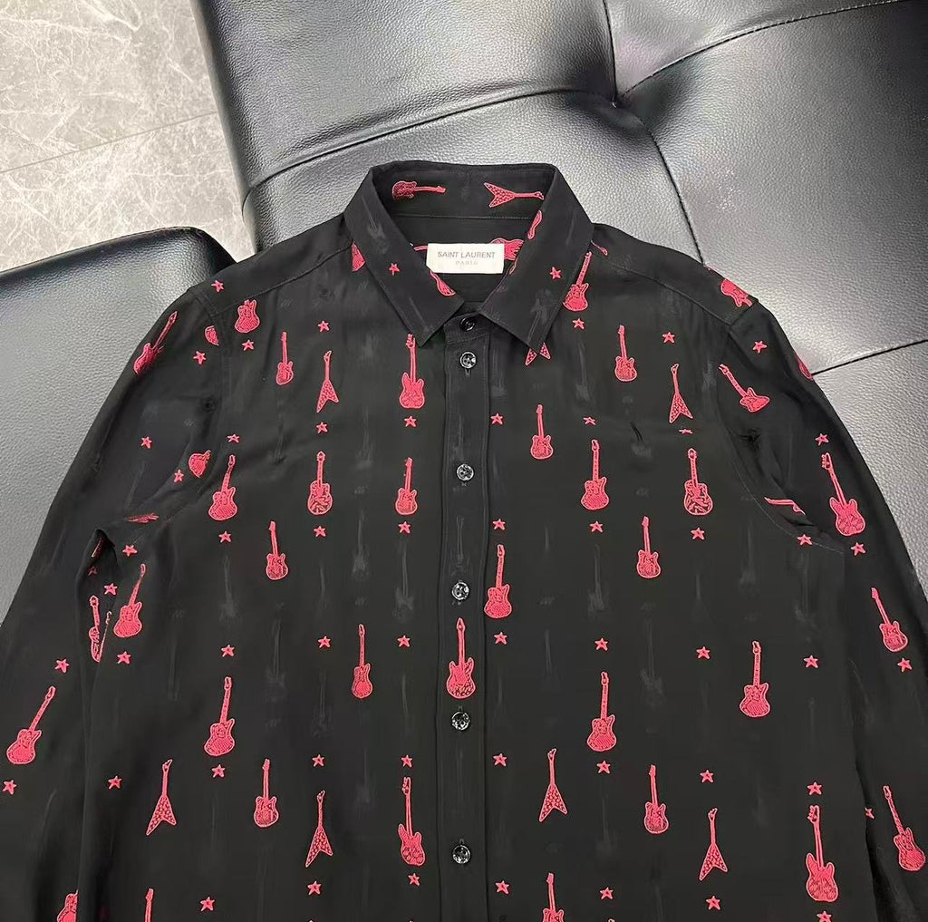 Saint Laurent 15FW Red Guitar Shirt