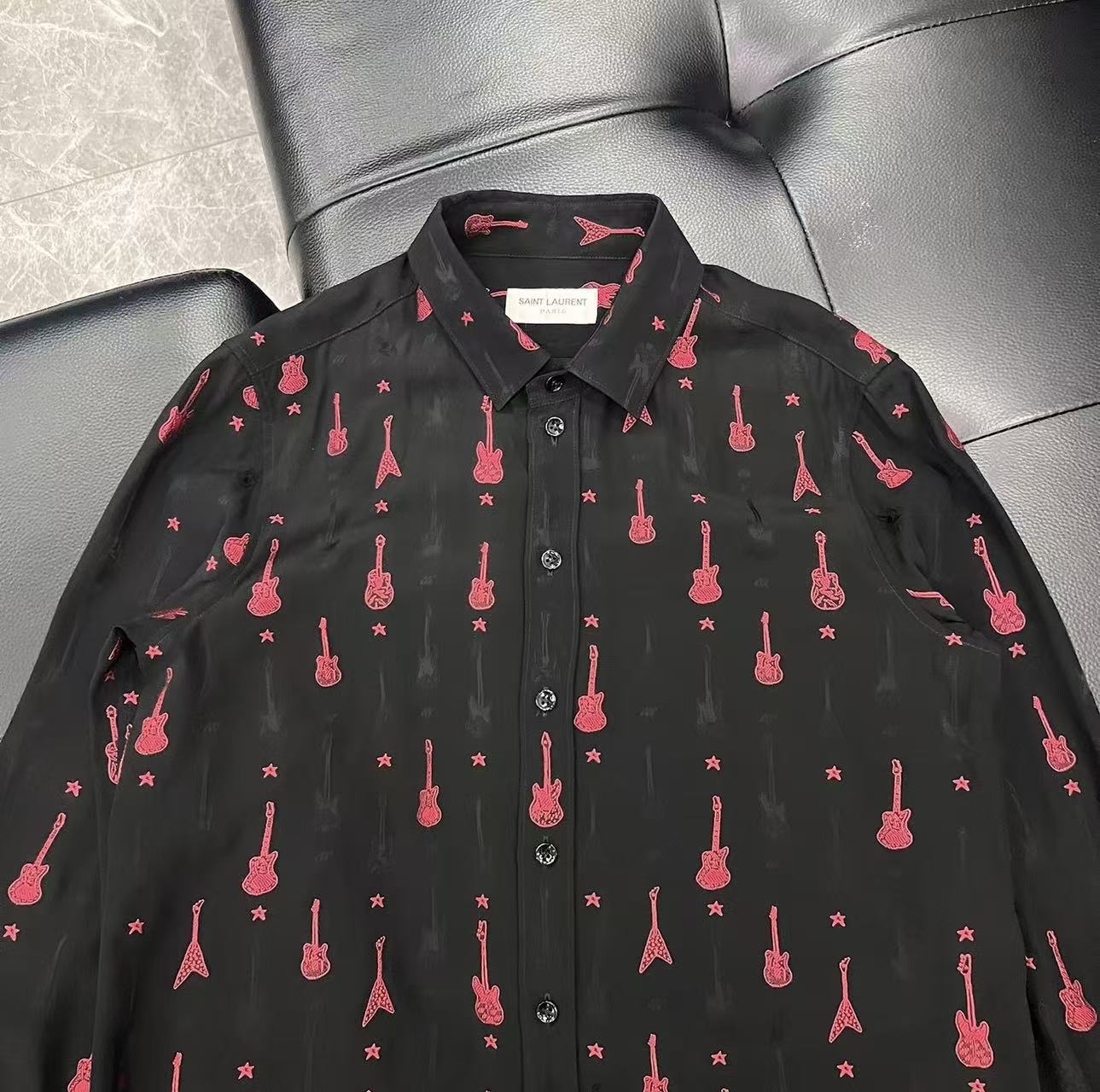 Saint Laurent 15FW Red Guitar Shirt