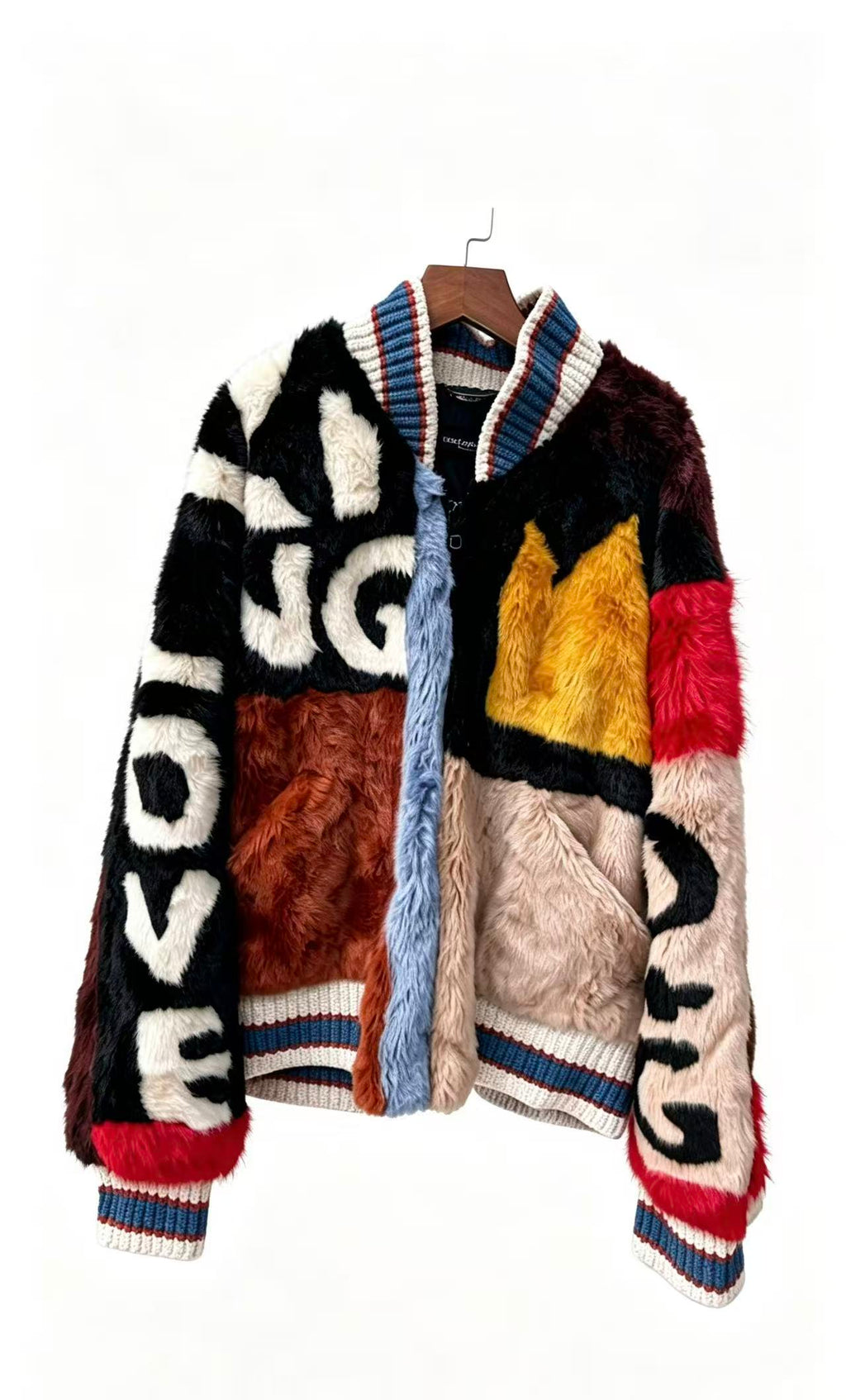 Dolce&Gabbana 18FW Faux-fur Patchwork Bomber Jacket