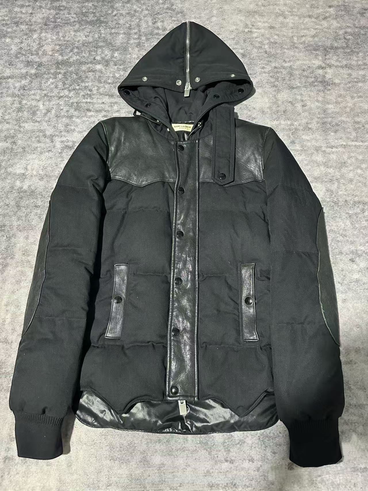 Saint Laurent 13AW Black Leather Puffer Jacket