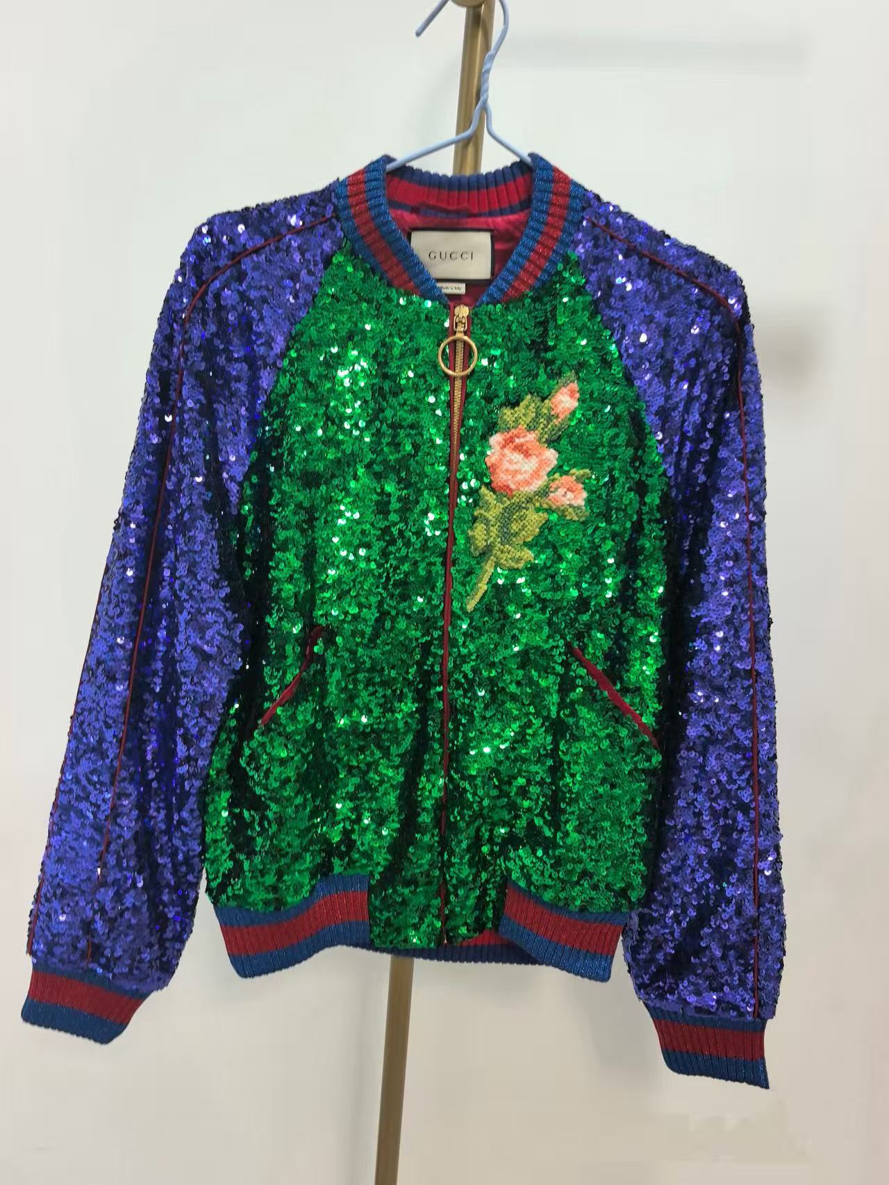 Gucci 17AW Sequin Embellished Bomber Jacket