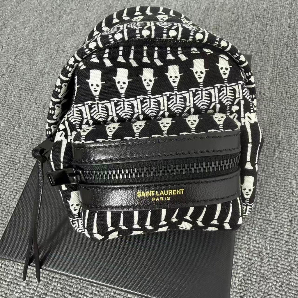 Sani Laurent Skeleton Print Mini Backpack Keychain