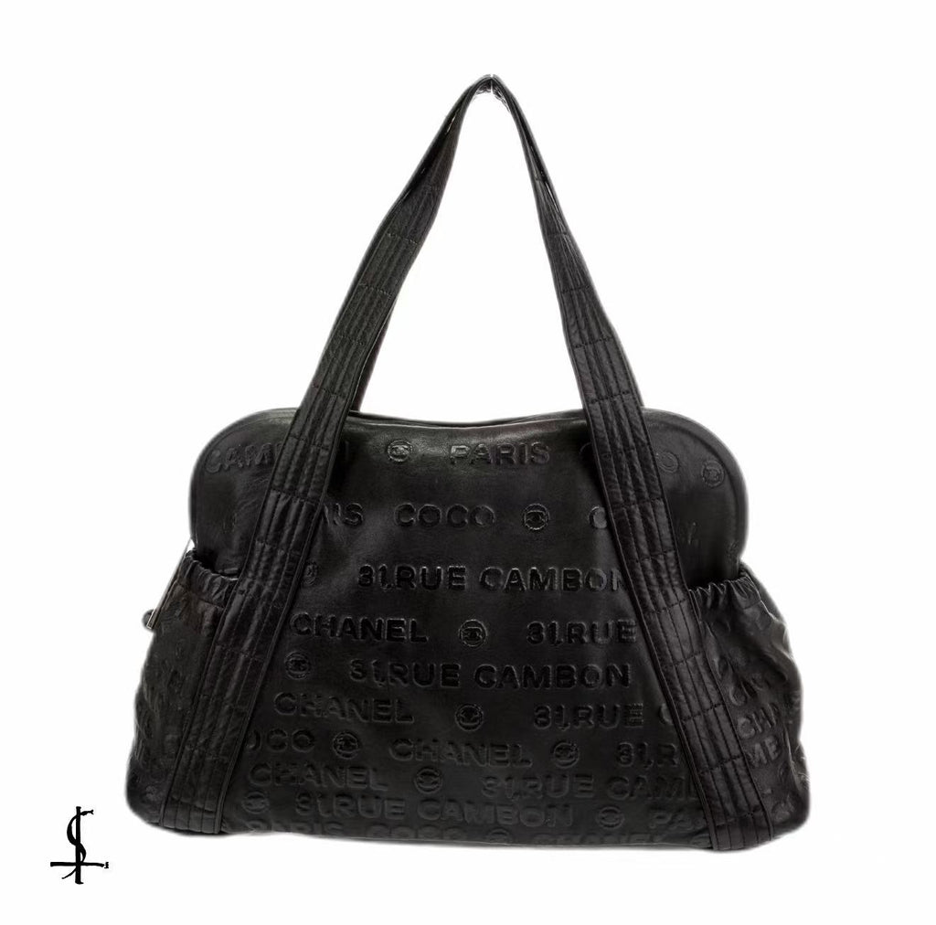 Chanel Black Embossed Bowling Bag