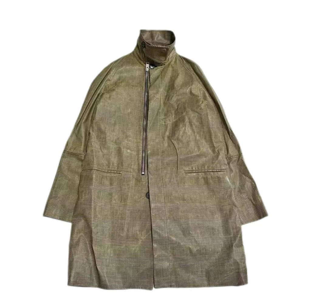 Dior Homme 07FW Navigate Waxy Coated Houndstooth Trench Coat