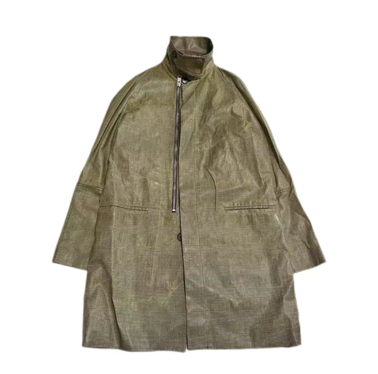 Dior Homme 07FW Navigate Waxy Coated Houndstooth Trench Coat