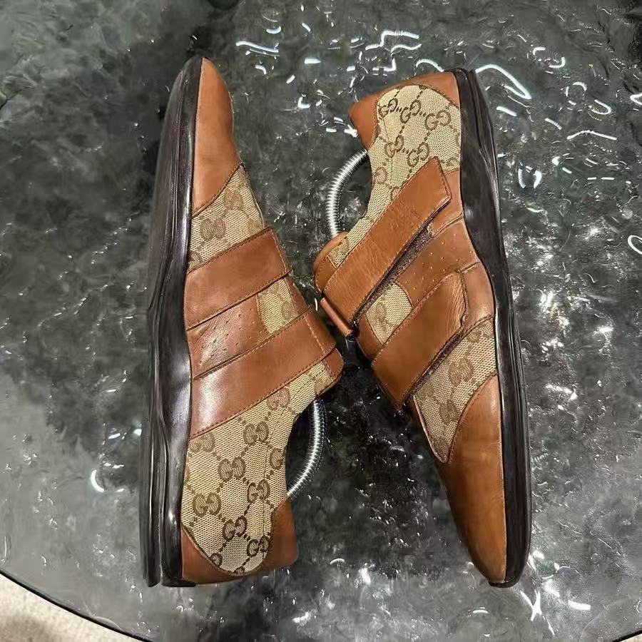 Gucci GG Canvas Leather Monk Straps