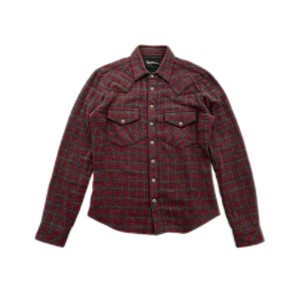 Chrome Hearts Cross Ball Button Viscose Wool Check Shirt