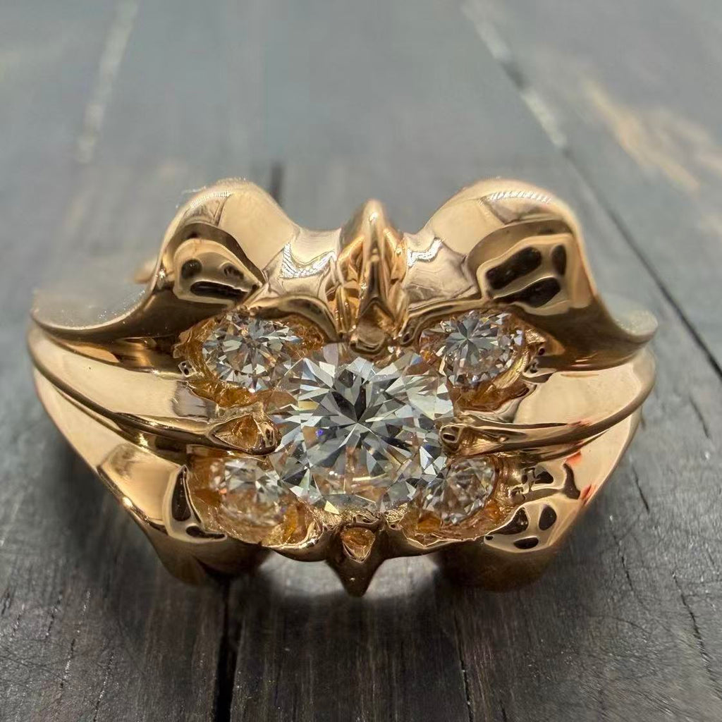 Chrome Hearts K&T 5‑Point Diamond 22K Gold Ring