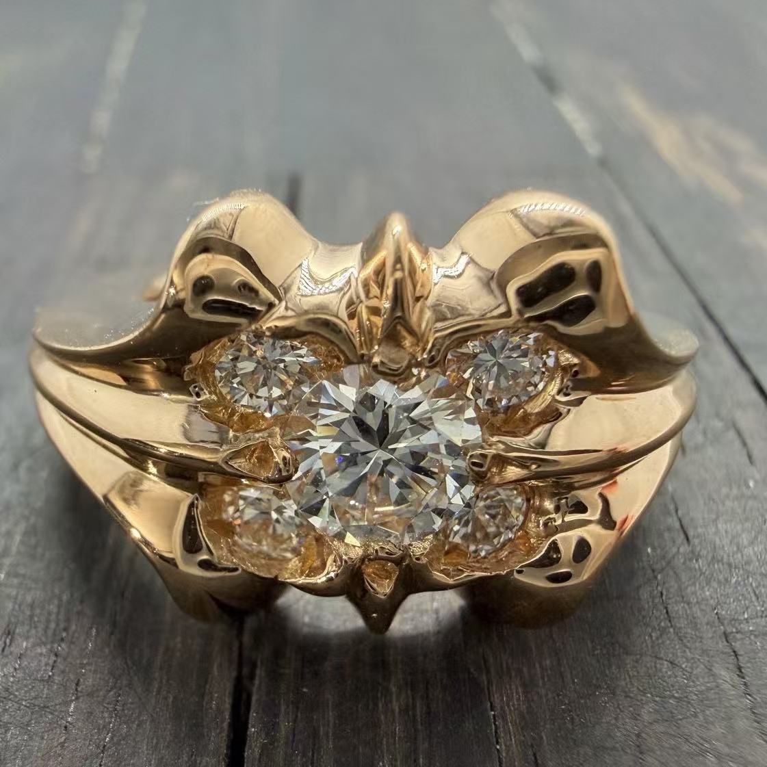 Chrome Hearts K&T 5‑Point Diamond 22K Gold Ring
