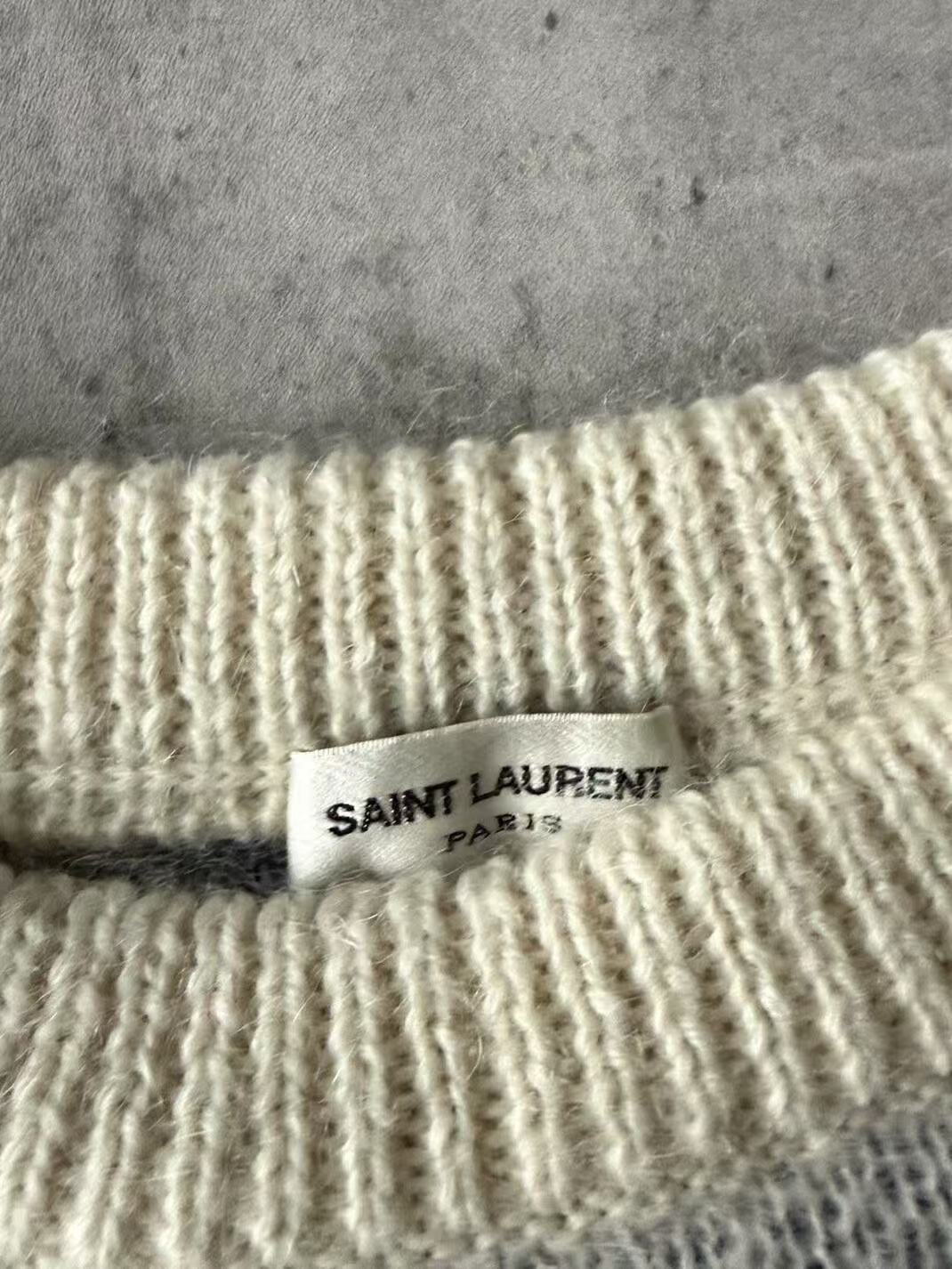 Saint Laurent 18AW American FlagStar‑Stripe Crewneck Sweater