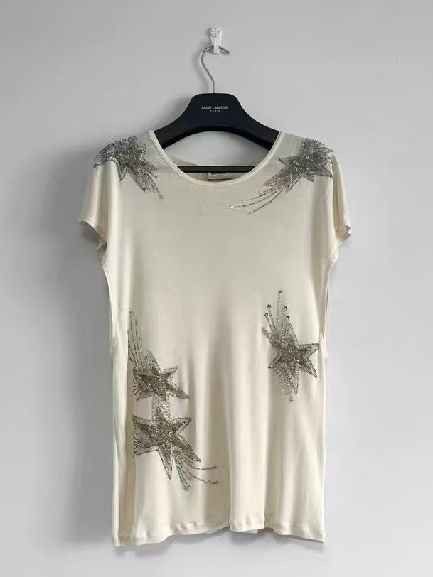Saint Laurent 15SS Silk Fireworks Tee