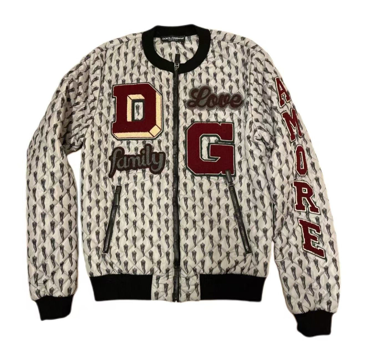 Dolce&Gabbana 15FW Love Family Nylon Embroidered Amore Bomber Jacket