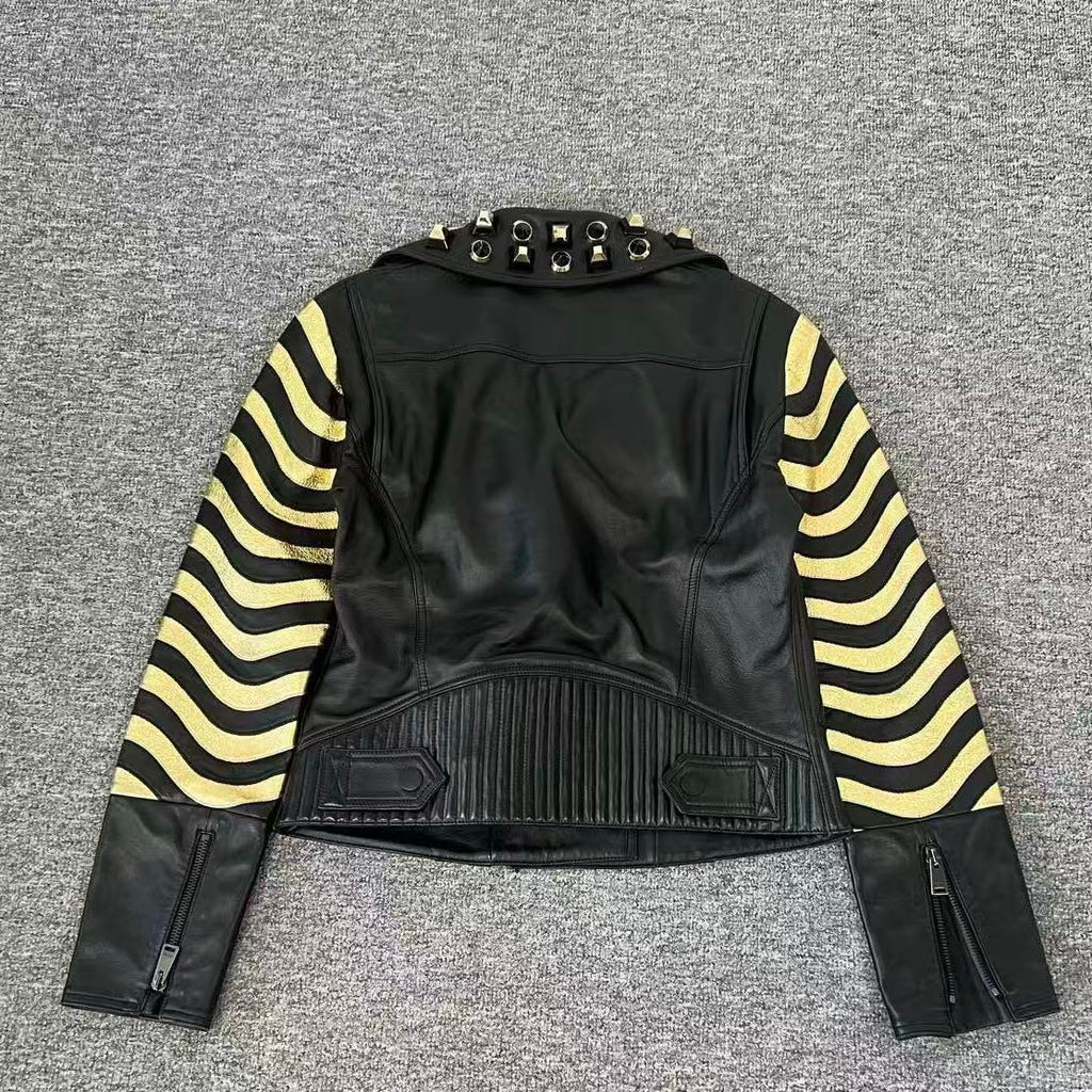 Fendi 16AW Gold Edition Studded Leather Jacket