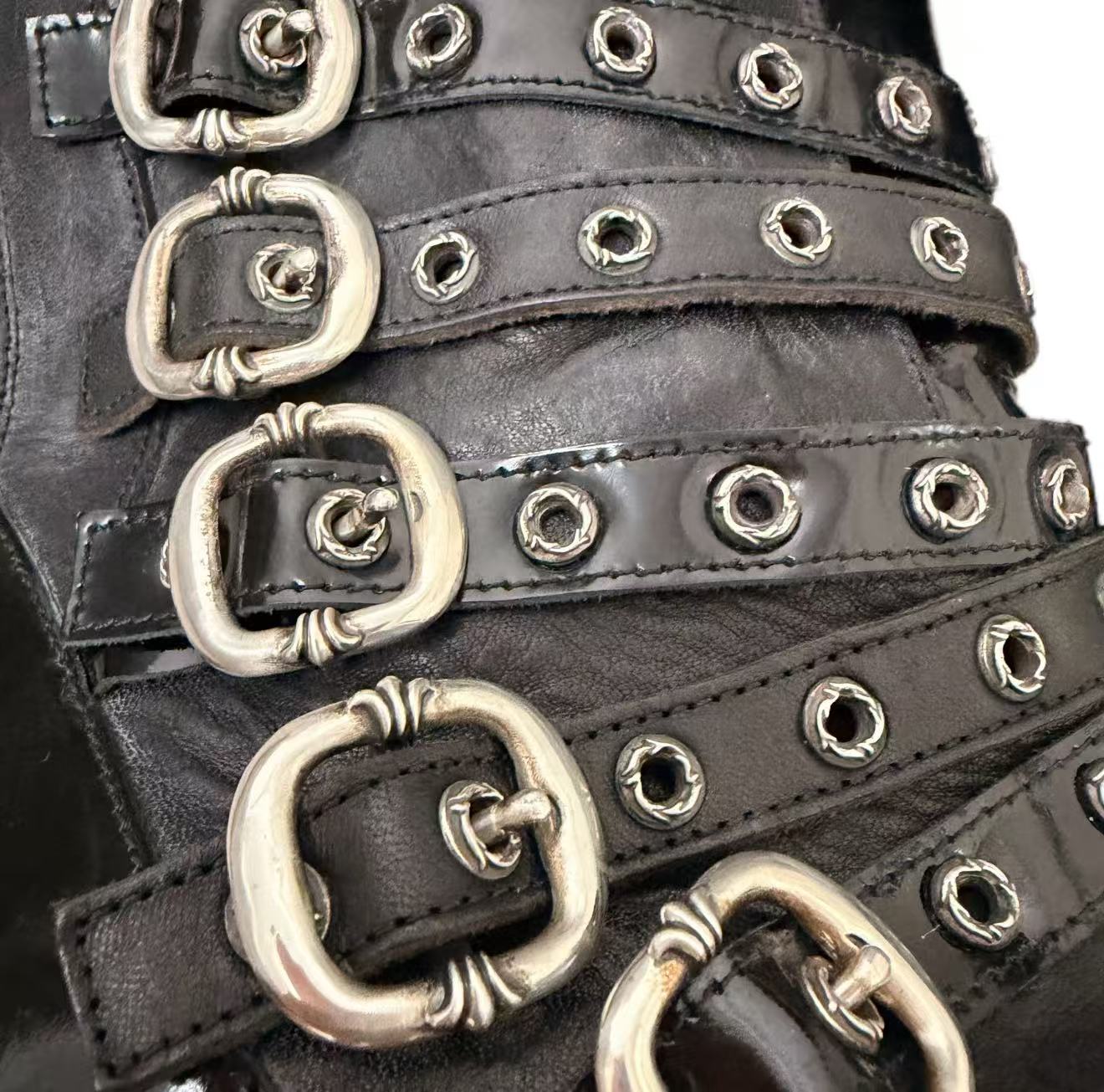 Chrome Hearts Gareth Pugh Multi-Strap Patent Leather Boots