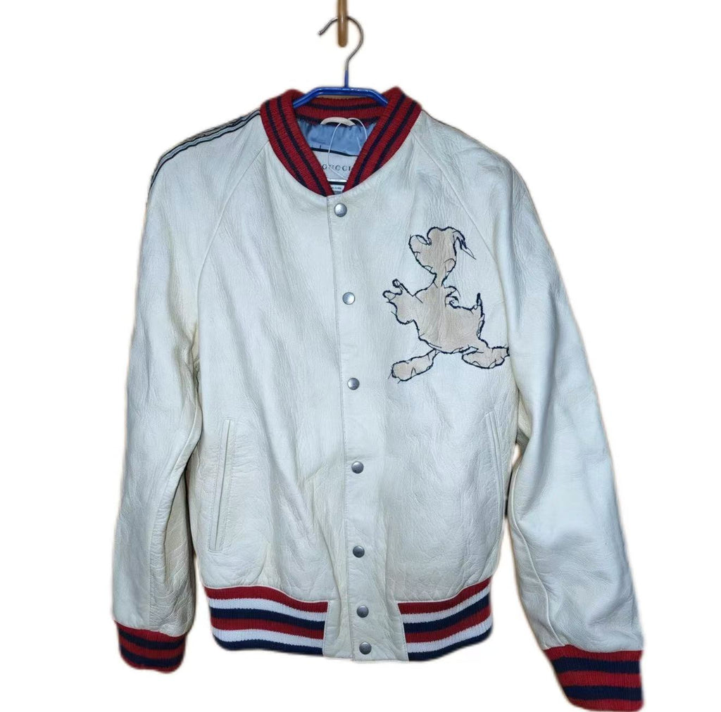 Gucci Disney Embroidered Textured-Leather Bomber Jacket