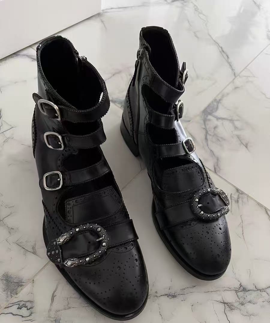Gucci Bee Accent Leather Boots
