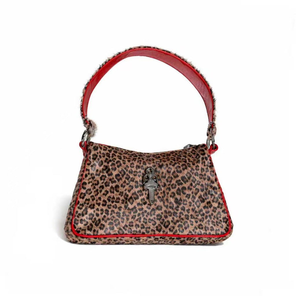 Chrome Hearts Dagger Leopard Red Patent Leather Bag