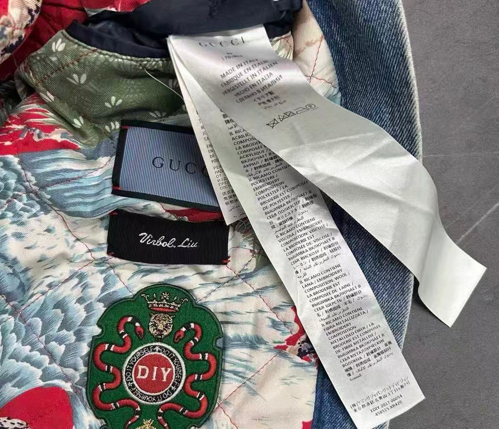 Gucci 16AW L'Aveugle Par Amour Tiger Embroidered Denim Jacket