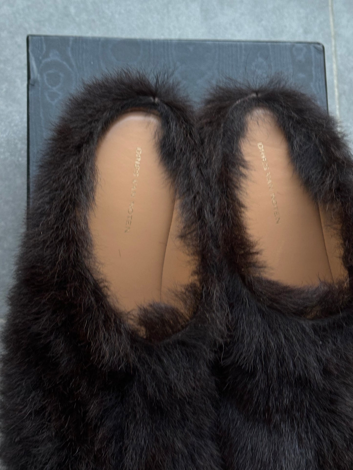 Dries van noten fur platform mule