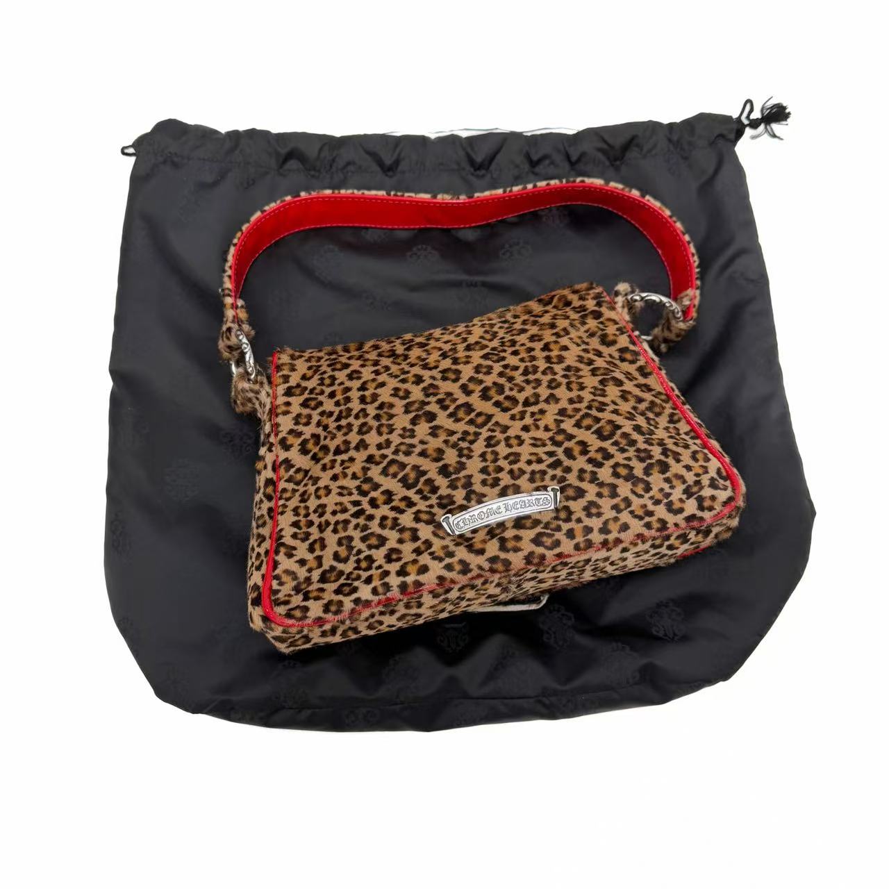 Chrome Hearts Dagger Leopard Red Patent Leather Bag
