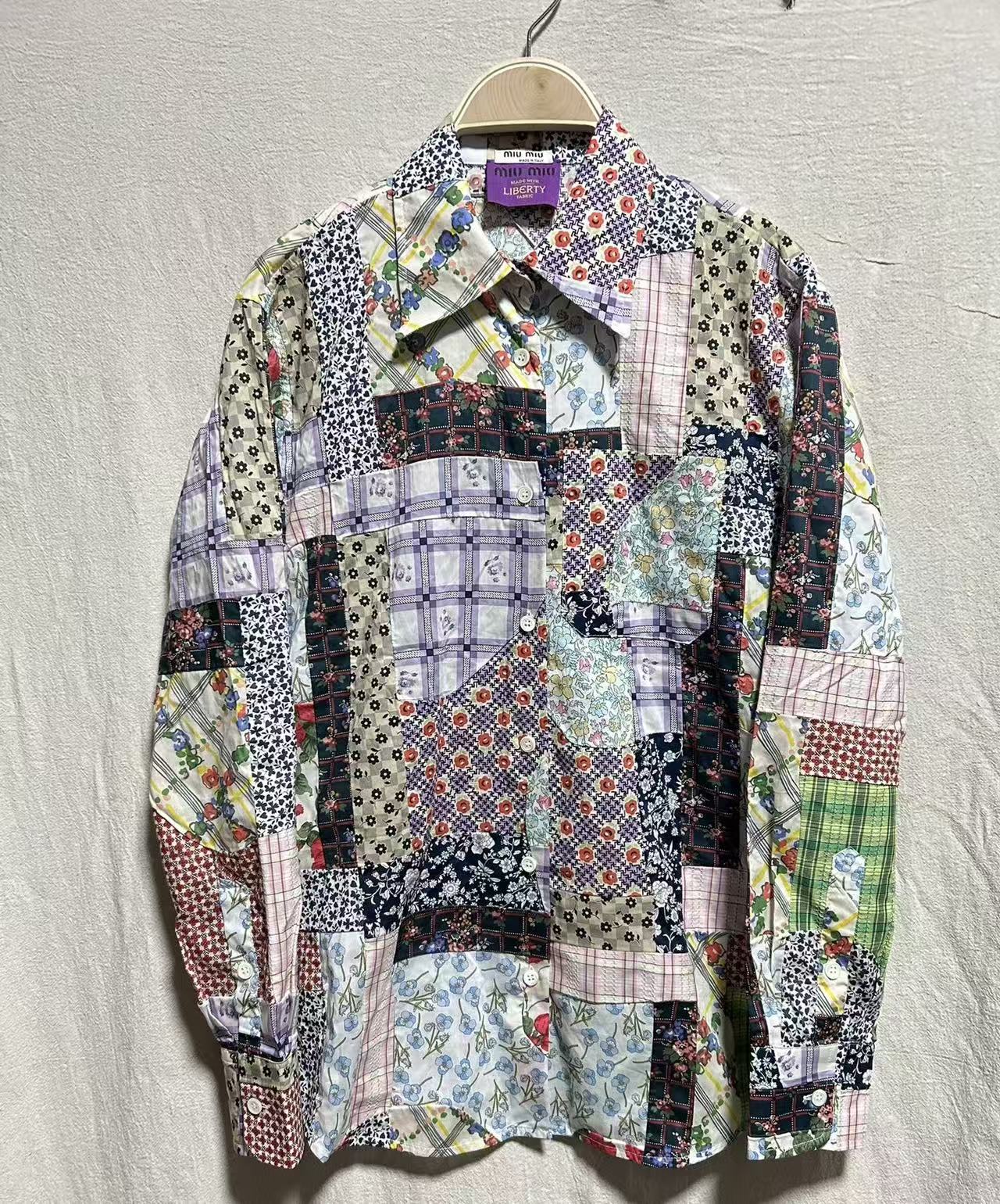 Miu Miu 20AW Patchwork Liberty Fabric Button-Up Shirt
