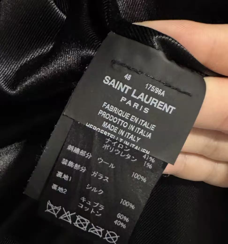 Saint Laurent 18FW Black Sequin Cat Embroidered Jacket