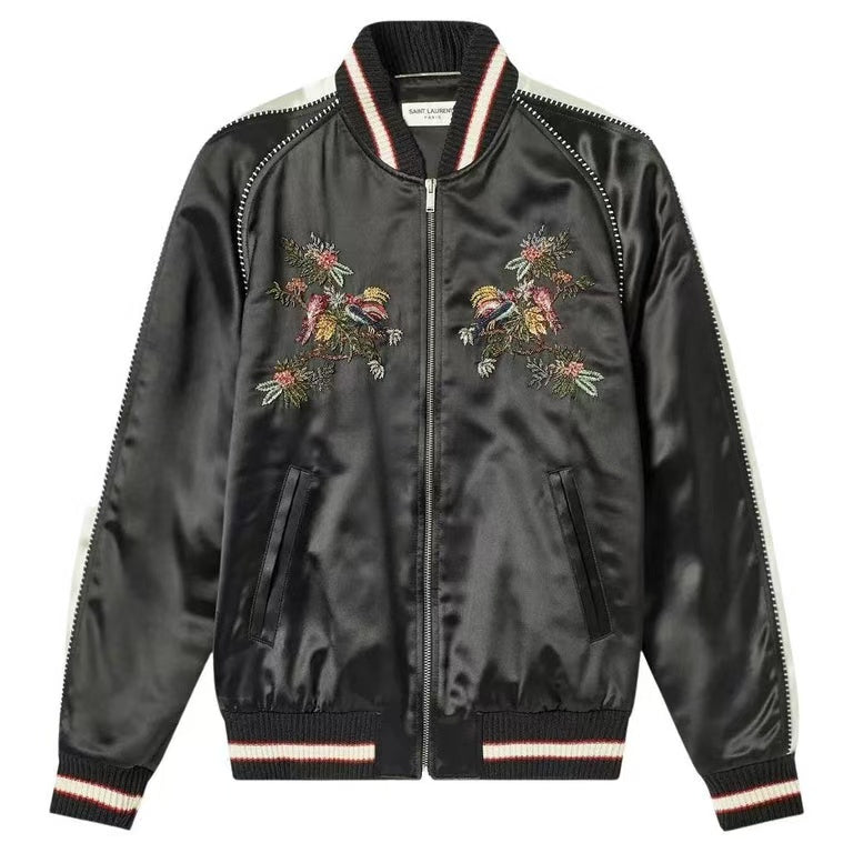 Saint Laurent 19FW Floral Embroidered Teddy Jacket