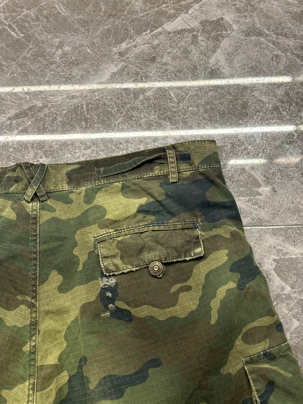 424 camo denim shorts