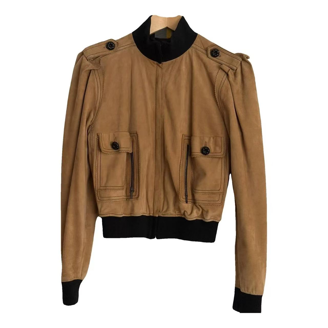 Fendi by Karl Lagerfeld Archive 00s Suede Leather Zip-up Bomber Jacket