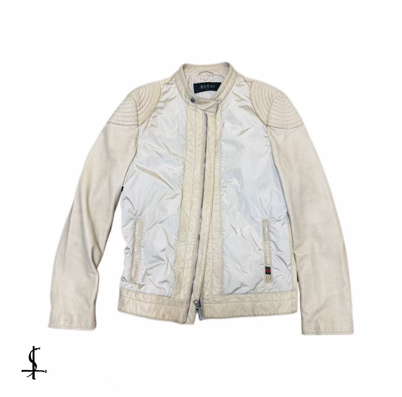 Gucci By Tom Ford White Leather Biker Jacket