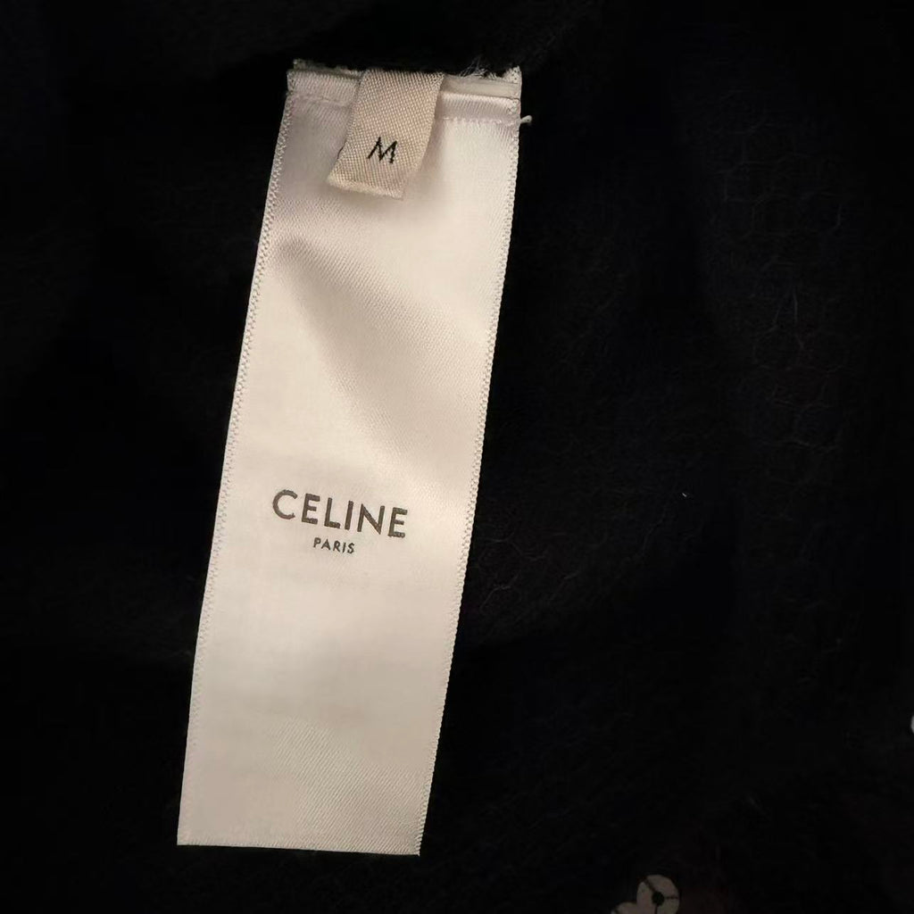 Celine by Hedi Slimane 19AW Sequin Logo Hoodie